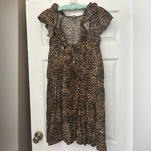 Old Navy Brown Leopard Print Midi Dress